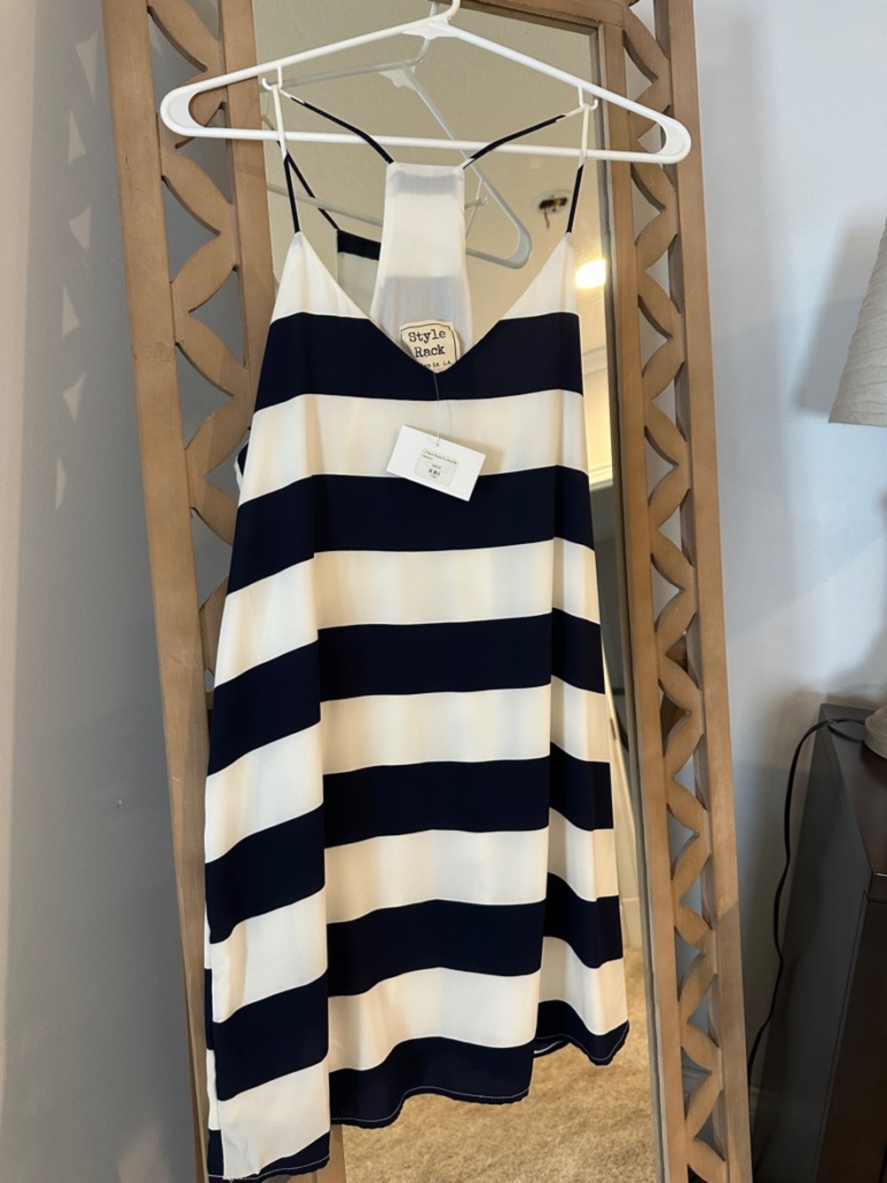 Style & Co. Navy & White V-Neck Striped Cami Dress